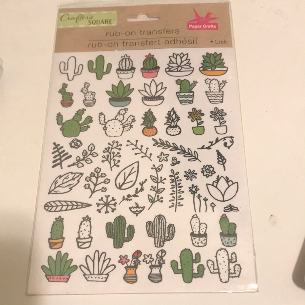 Green Cactus & Succulent Rub-On Transfers